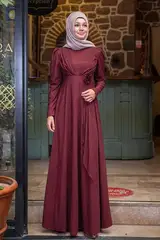 Burgund Farbe Mara Silbriges Abendkleid