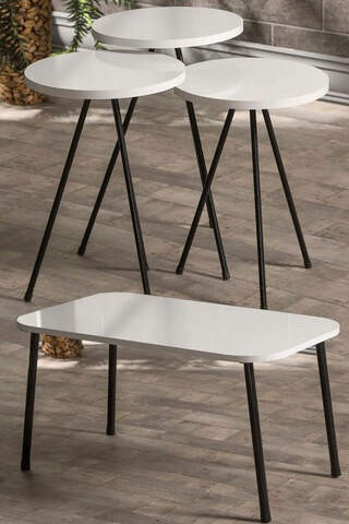 Nesting Table And Center Table Set Kr Metal White