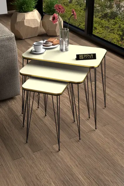 Schwarzer Draht Doppelt Gold Quadratisch Zigon Couchtisch