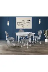 Zen White Marble Table & Gozde White Chair Set HDR1263