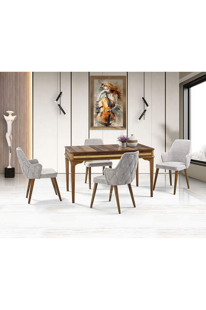 Elkamet Nussbaum Tisch & Damla Stuhl Set HDR1217