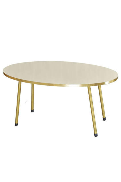 Set tavolo e centrotavola impilabile Ellips Gold Metal Leg Gold Cream