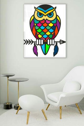 Colorful Owl Glass Painting