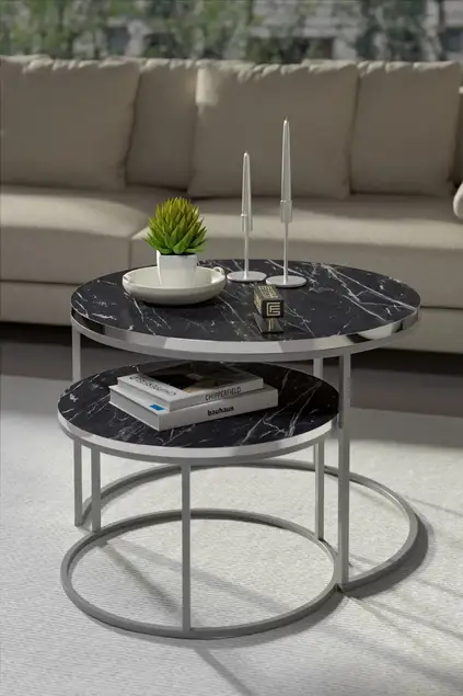 Couchtisch Double Silber Lux Special