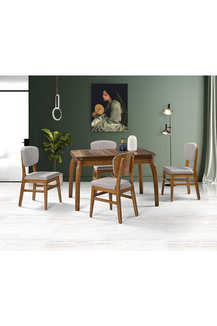 Magnolia Walnut Table & Magnolia Walnut Chair Set HDR1237