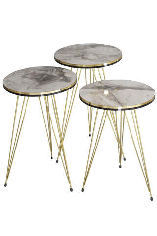 Nesting Table Double Gold Cream Wire