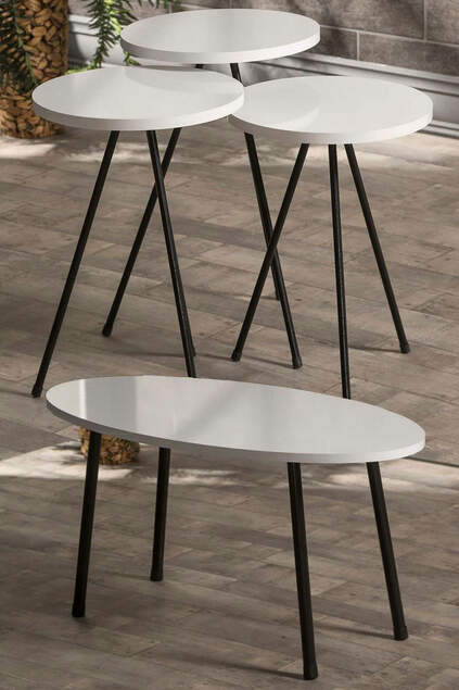 Set tavolo e centrotavola a incastro in metallo Ellipse bianco