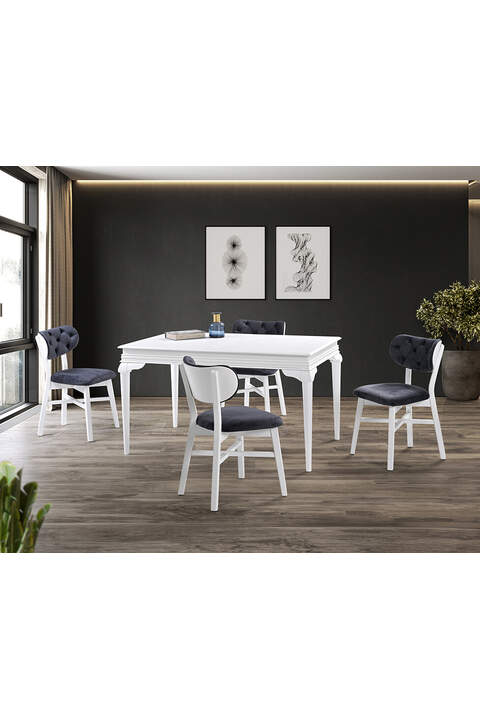 Avangard White Table & Eagle Chair Set HDR1219
