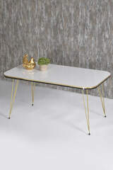 Center Table Cr Double Gold White Wire Leg