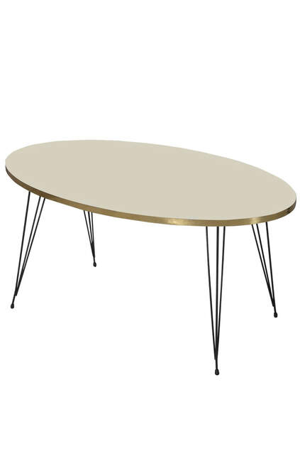 Tavolo impilabile e tavolo centrale Ellipse Set Black Wire Leg Gold Cream