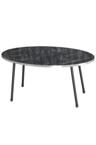 Center Table Ellipse Black Metal Leg Silver Bendir
