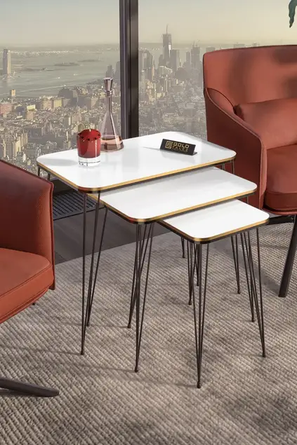 Schwarzer Draht Doppelt Gold Quadratisch Zigon Couchtisch