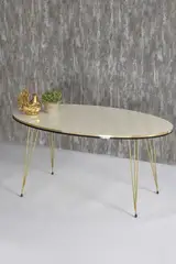 Center Table Ellipse Double Gold Cream Drahtbein