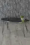 Nesting Table And Center Table Ellipse Set Black Wire Leg Double Gold White