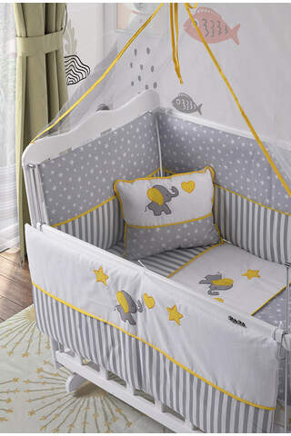 White Mother's Side Crib Yellow-White