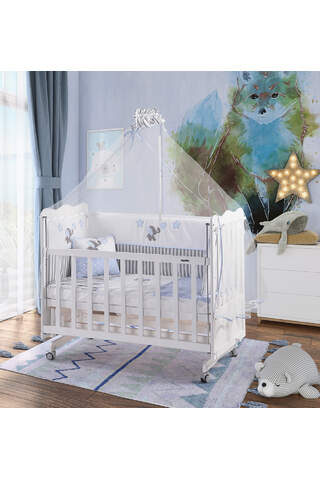 White Mother's Side Crib Blue