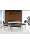 Gaye White Marble Table & Gozde Chrome Bench Set HDR1272
