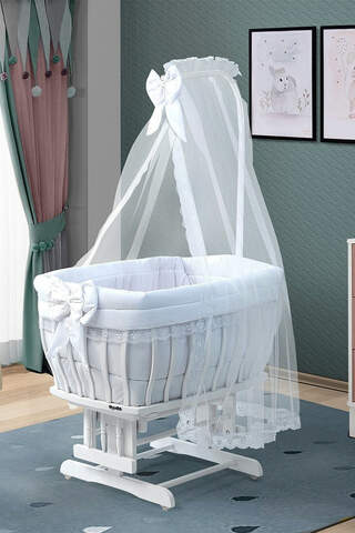 White Bow Basket Crib