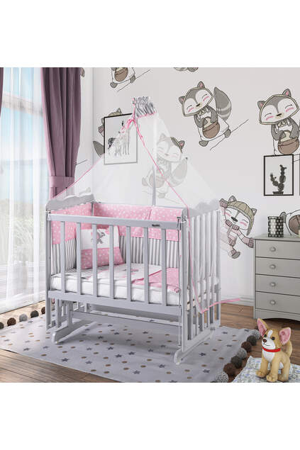 Gray Mother's Side Crib Pink