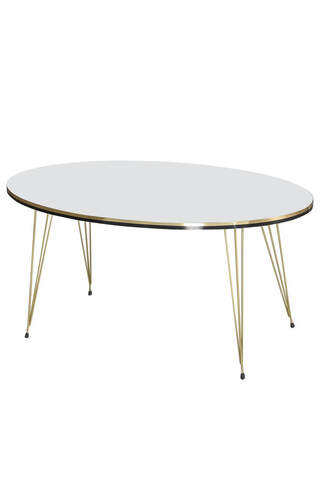 Center Table Ellipse Double Gold White Wire Leg