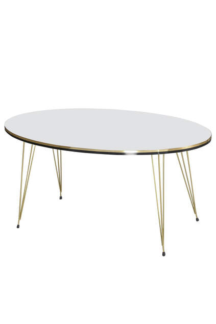 Center Table Ellipse Double Gold White Wire Leg