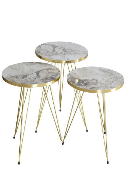 Nesting Table And Center Table Kr Set Gold Cream Wire