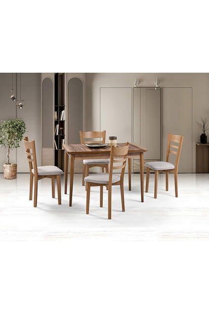 Zen Walnut Table & Crested Chair Set HDR1266