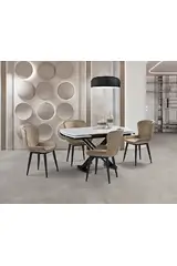 Galata White Table & Swan Black Chair Set HDR1251