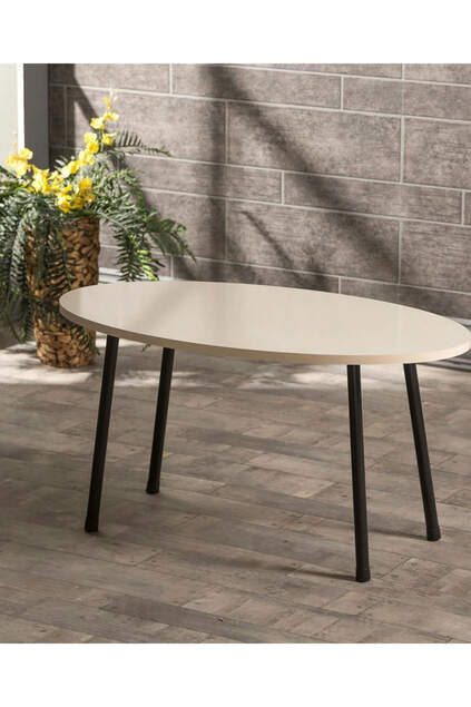 Set tavolo e centrotavola a incastro in metallo Ellipse Crema