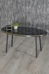 Mitteltisch Ellipse Schwarzes Metallbein Double Gold Bendir