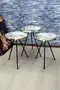 Satztisch und Mitteltisch Ellipse schwarze Metallbeine Gold Efes Set