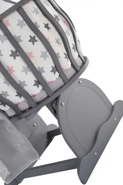 MDF Anthracite Basket Crib and Pink Star Sleeping Set