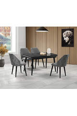 Set Tavolo Hera Marmo Nero & Sedie Latina HDR1227