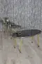 Satztisch und Mitteltisch Ellipse Set Double Gold Bendir Metal