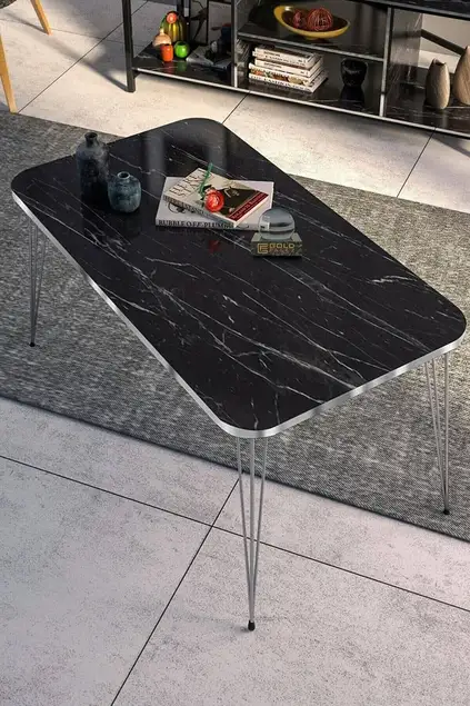 Nesting Table Square And Center Table Square Set Silver Black Wire