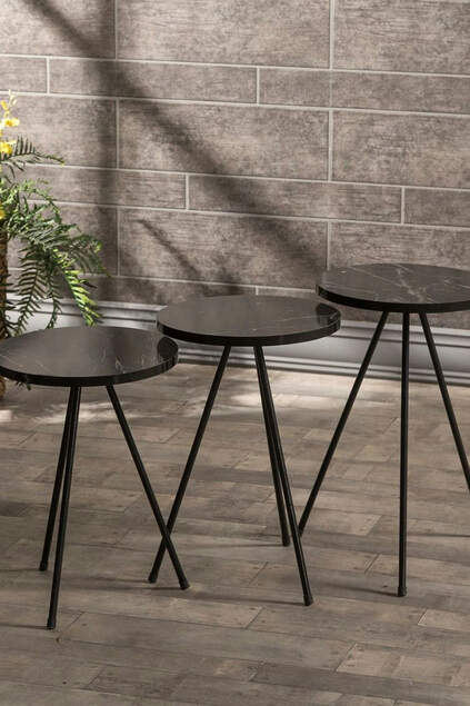 Set tavolo e centrotavola a incastro Kr metallo marmo modello nero