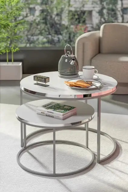 Couchtisch Double Silber Lux Special
