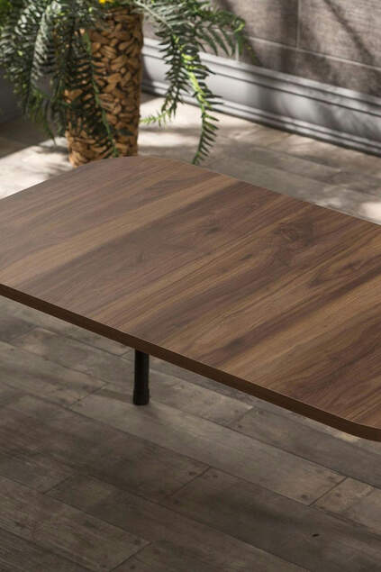 Satztisch und Tischset Kr Metall Nussbaum