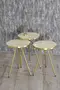 Nesting Table And Center Table Ellipse Cream Set Metal Leg Double Gold