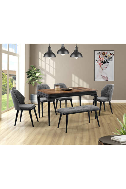 Avangard Siyah Masa & Buse Sandalye & Buse Benç Takımı HDR1218