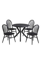 Oslo Schwarzer Marmor Runder Tisch & Stuhl Set FRL1036