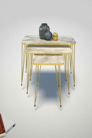 Nesting Table Square Gold Efes Wire