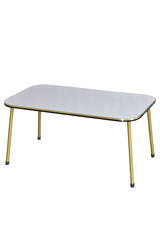 Center Table White Cr Metal Leg Double Gold