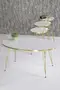 Tavolo impilabile e centrotavola White Ellipse Set Wire Leg Gold