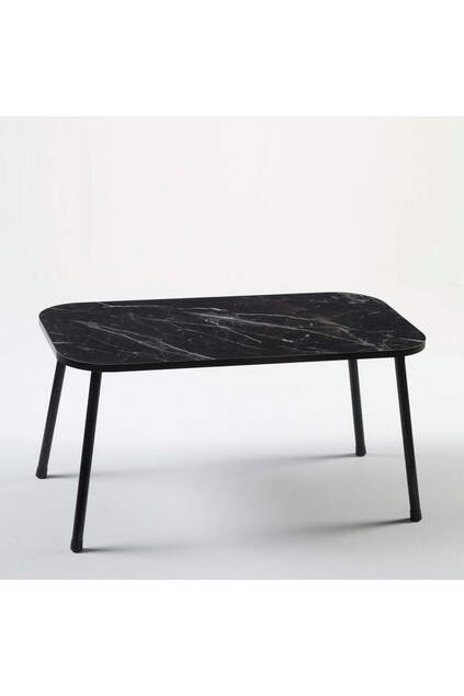 Center Table Kr Metal Leg Black Marble Pattern