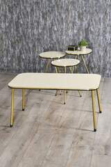 Nesting Table And Center Table Kr Set Double Gold Cream Wire Leg