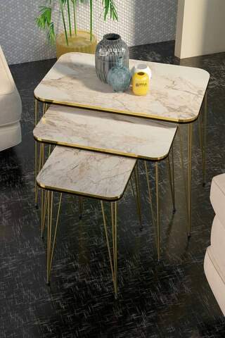 Nesting Table Square Double Gold Efes Wire