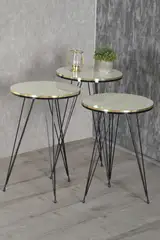 Zigon Coffee Table Black Wire Foot Double Gold Cream