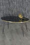 Nesting Table And Center Table Ellipse Set Black Metal Leg Double Gold Bar