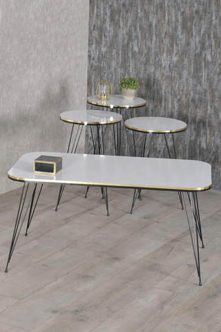 Nesting Table And Center Table Kr Set Black Wire Leg Double Gold Ephesus